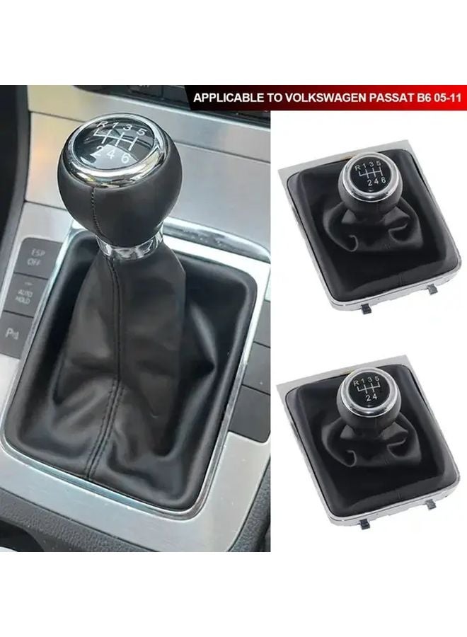 فولكس فاجن باسات B6 2005-2010 5-6 سرعات مقبض ناقل الحركة من الجلد الصناعي مع غطاء الحذاء - Image 1